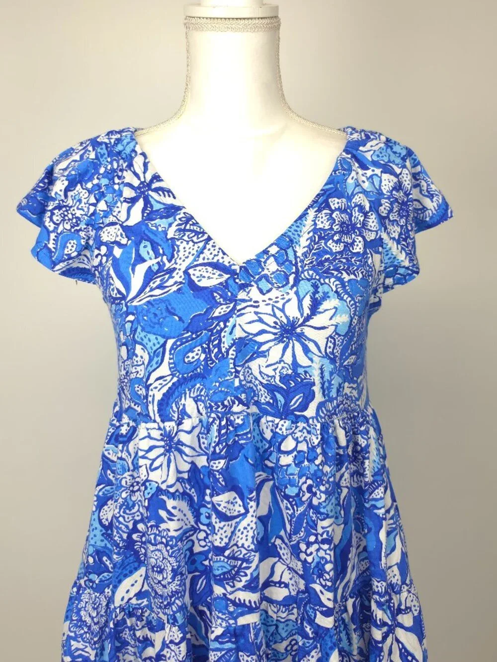 NWOT Lilly Pulitzer Kawai Swing Dress Blue Tang Flocking Fabulous Floral Dress S